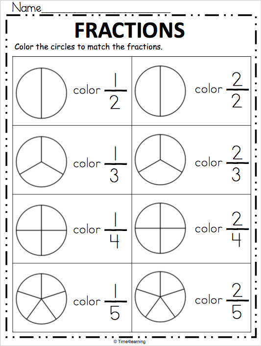 Fraction Worksheet Color The Fraction Made By Teachers Fractions 