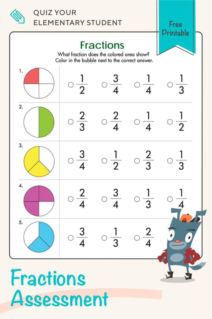 Fractions Quiz Fractions 1st Grade Math Worksheets 1st Grade Worksheets