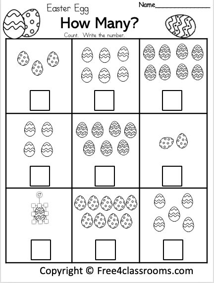 Free Easter Math Numbers Worksheet Free4Classrooms Easter Math 