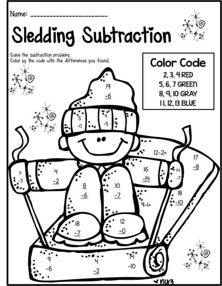 Free Math Coloring Pages For 1st Grade Winter Math Literacy 