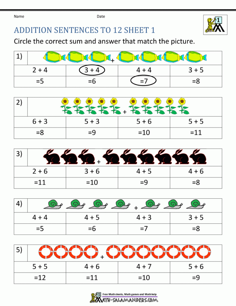 Free Printable 1st Grade Math Worksheet Pdf First Grade Math 