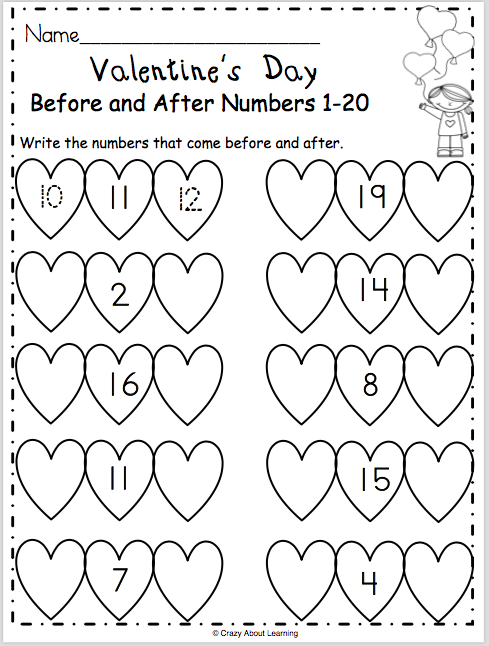 Free Valentine s Day Math Worksheet February Kindergarten Math 