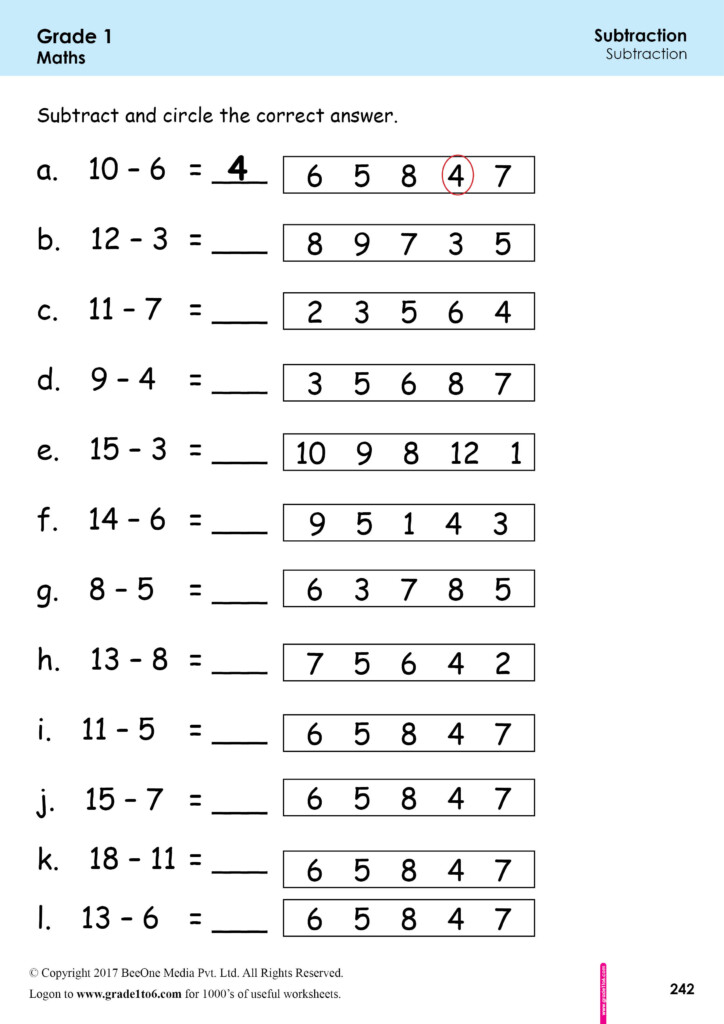 Grade 1 Maths Worksheets