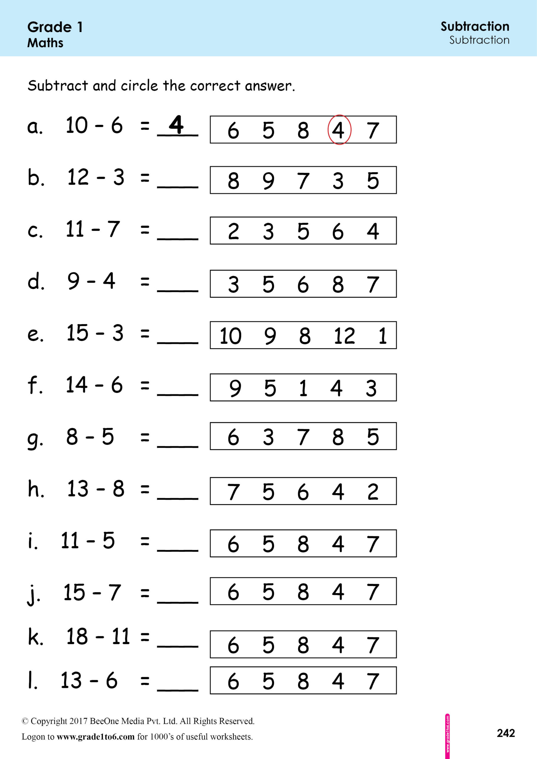 Grade 1 Maths Worksheets