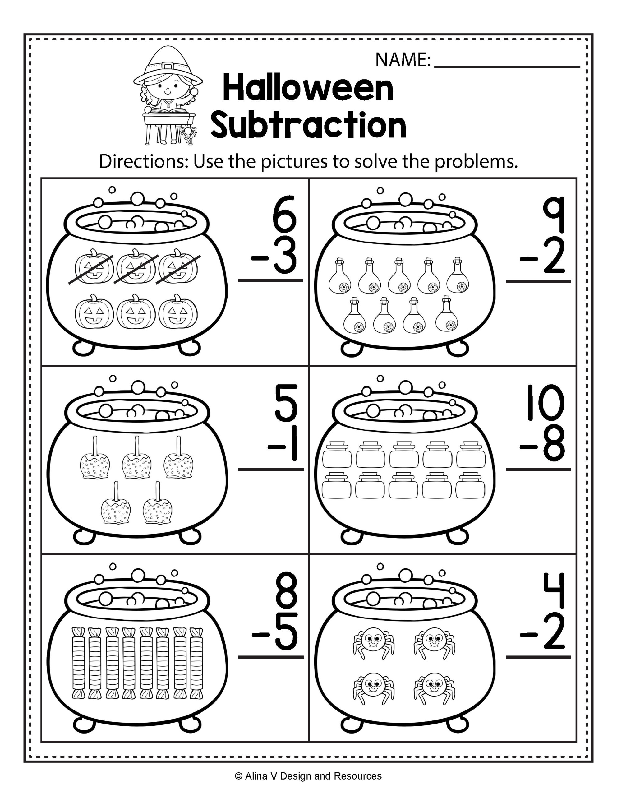 Halloween Math Literacy Activities For Kindergarten 1st Grade And 