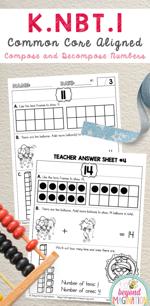 KNBT1 Common Core Aligned Worksheets For Compose And Decompose Numbers 