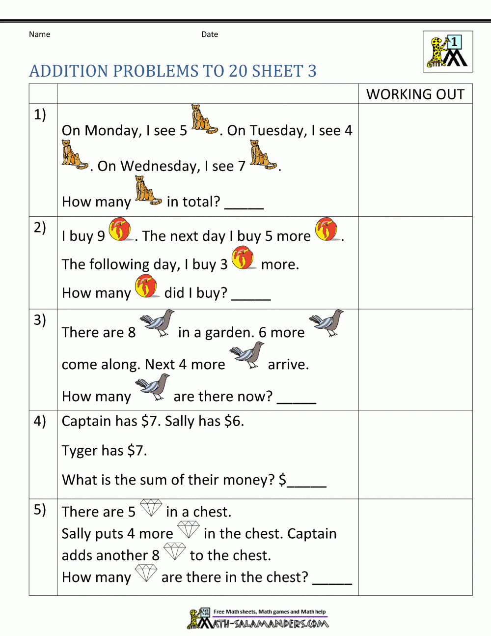 Math Word Problem Worksheets Kindergarten Onenow