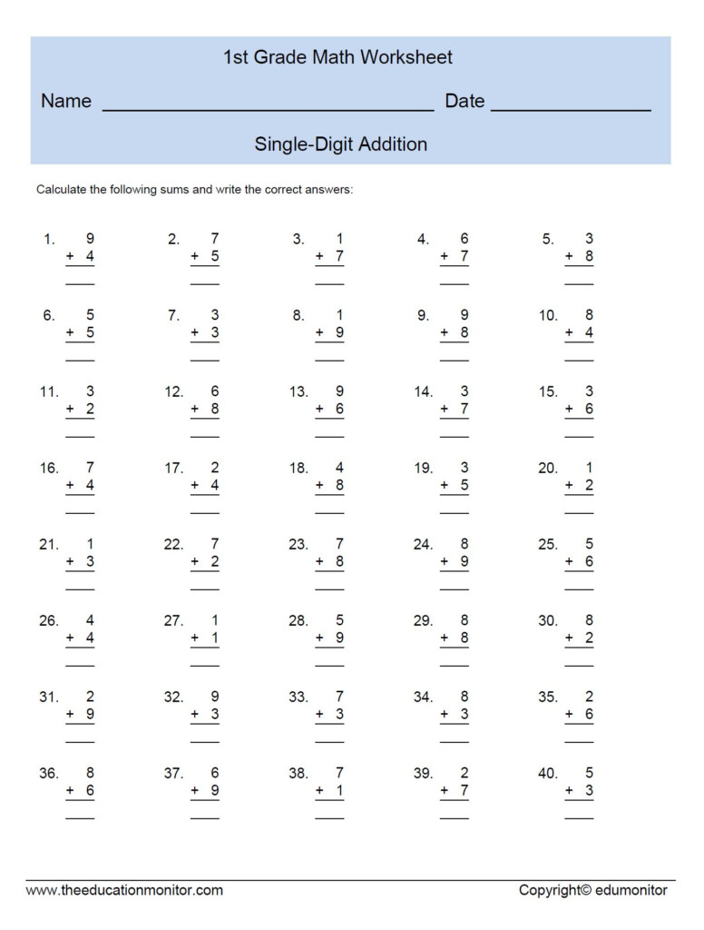 Math Worksheet Addition