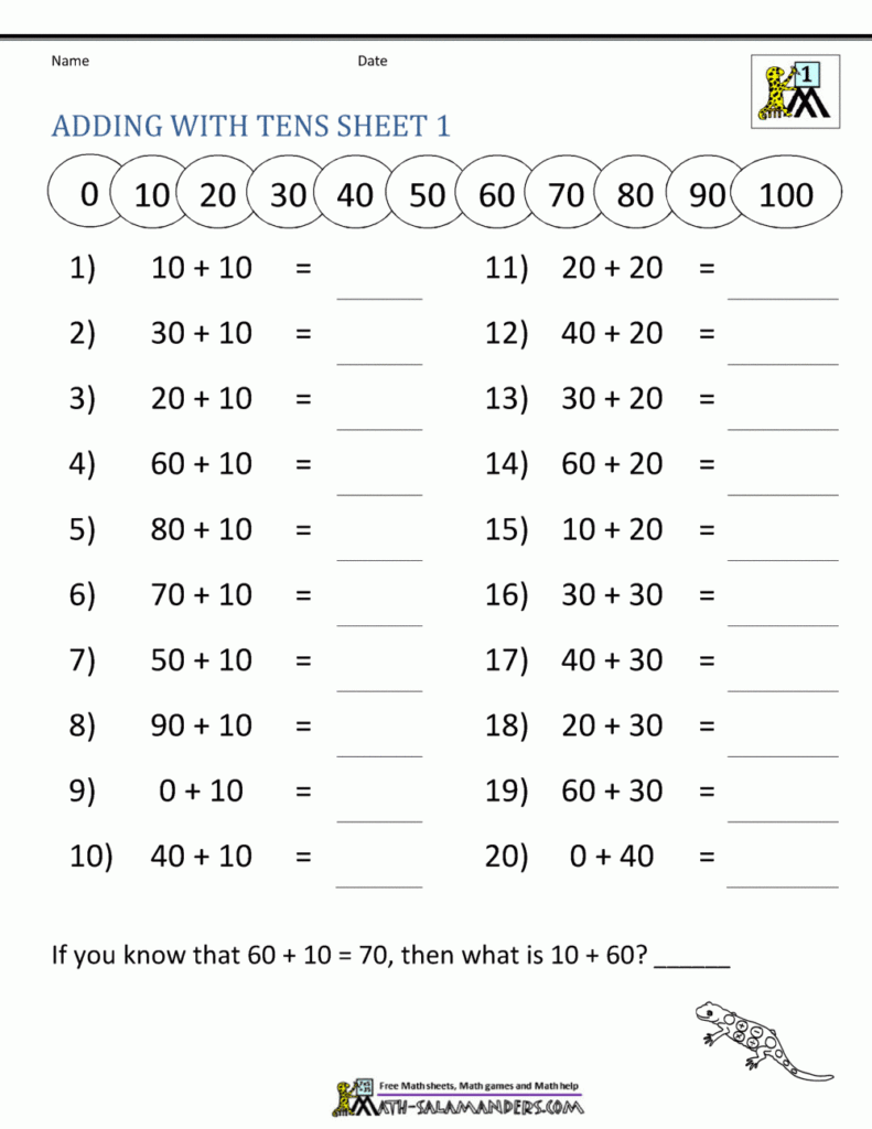 Maths Worksheets For Grade 1 Addition 5 Free Math Worksheets First 