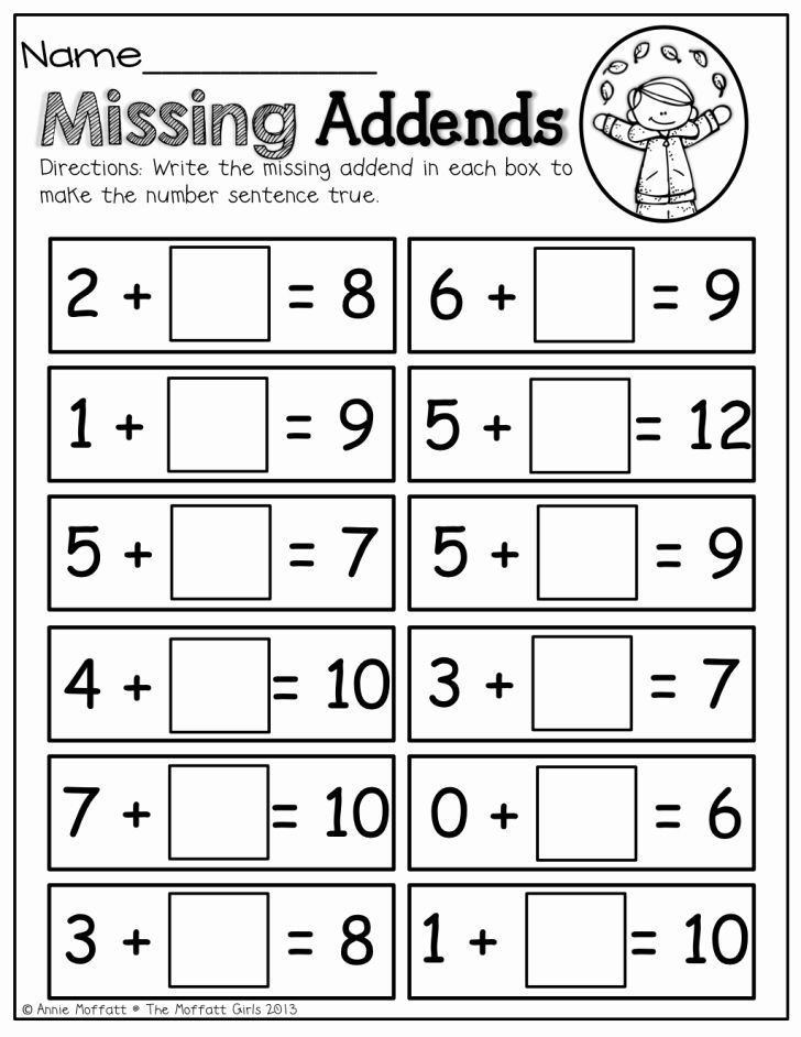 Missing Addend Worksheets Kindergarten Worksheet Ideas Missing Addend 