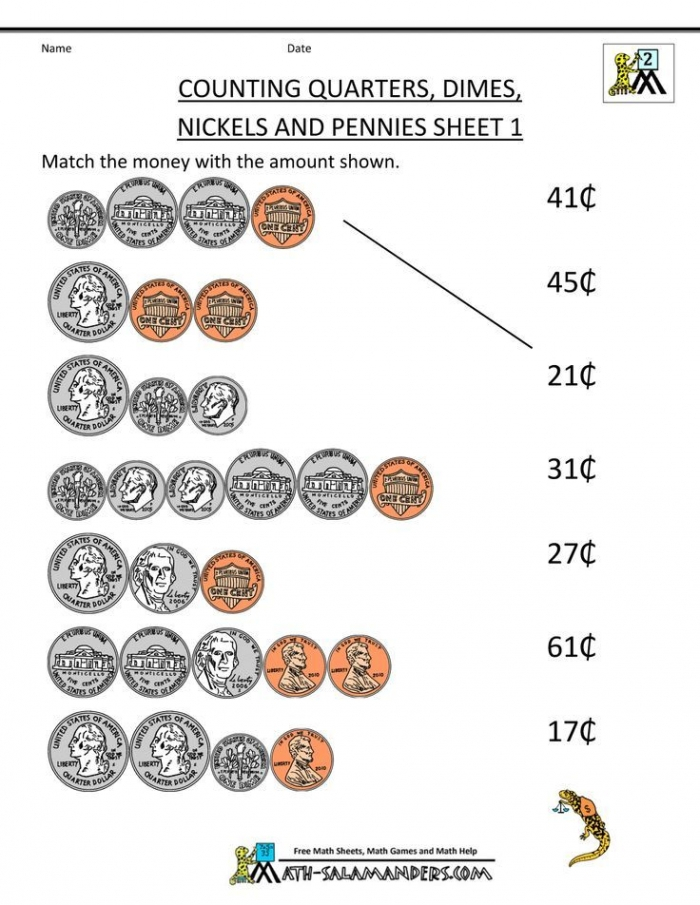 Money Match Nickels And Pennies Worksheets 99Worksheets