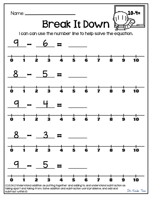 Number Line Fun Addition Subtraction First Grade Math Worksheets 