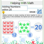 Preschool Addition 7 Worksheets 99worksheets Adding Numbers Within 20