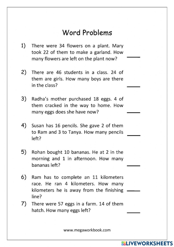 Problem Solve Maths Grade 1 Worksheet