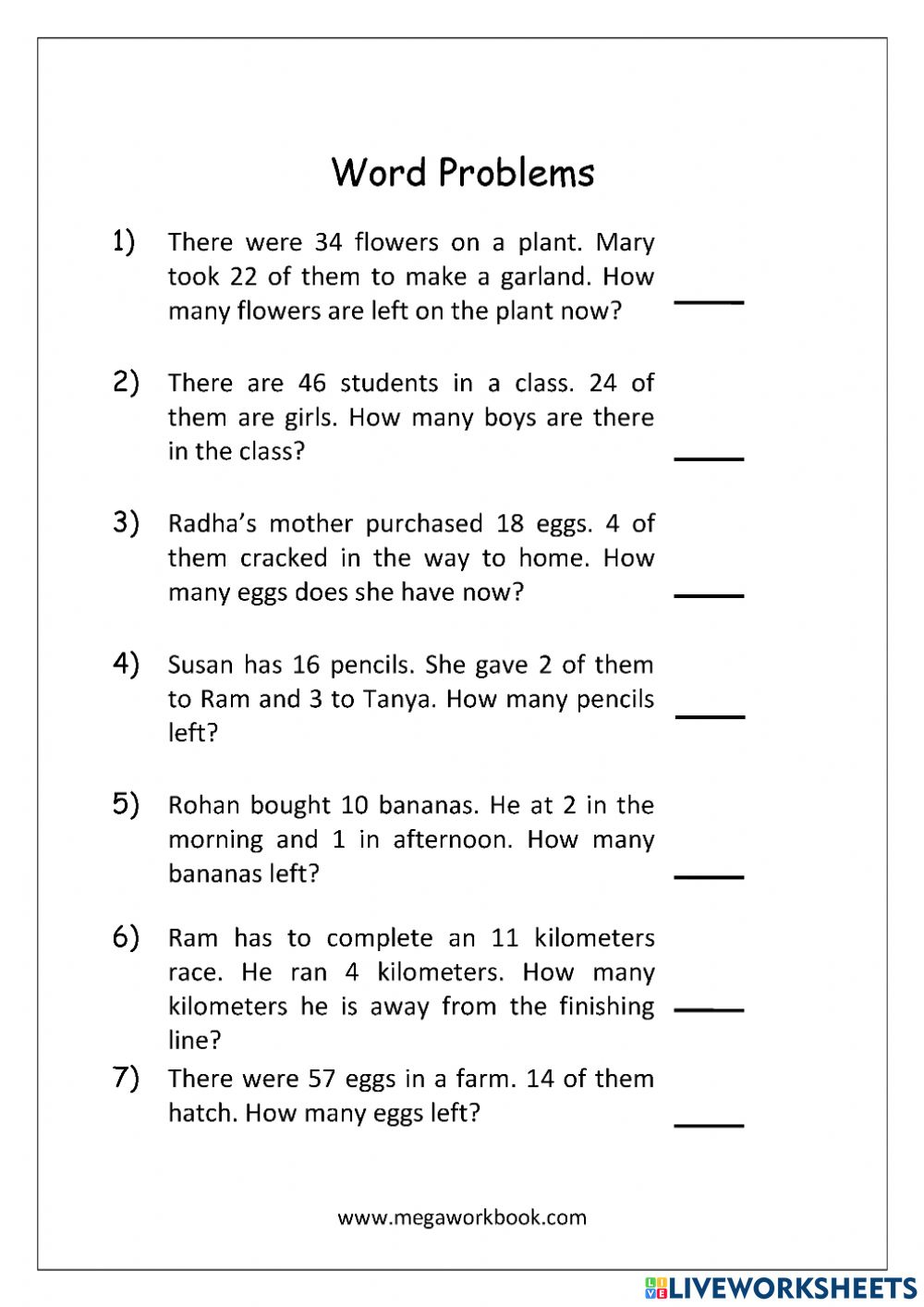 1st Grade Math Worksheets Problem Solving 1st Grade Math Worksheets