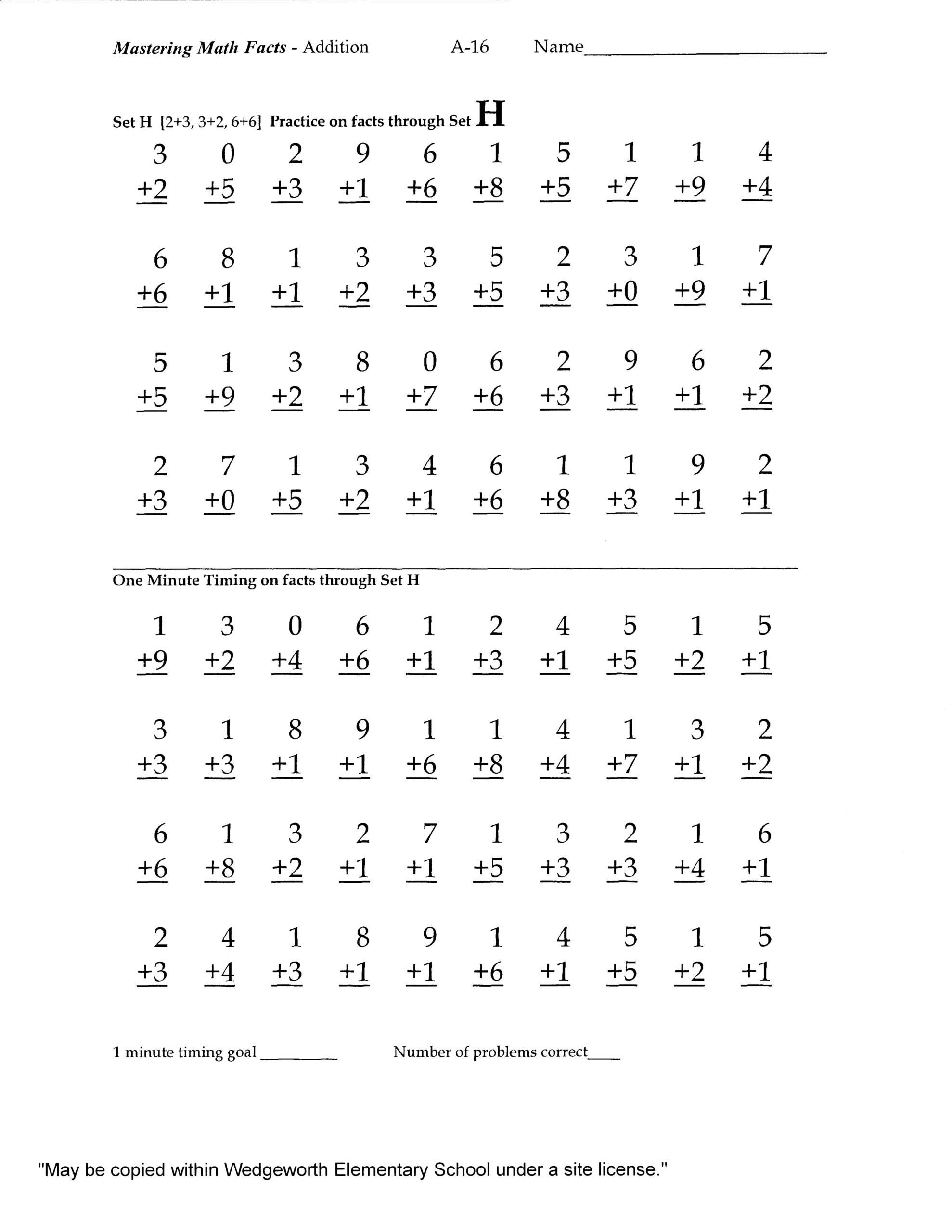 Rocket Math Free Printables