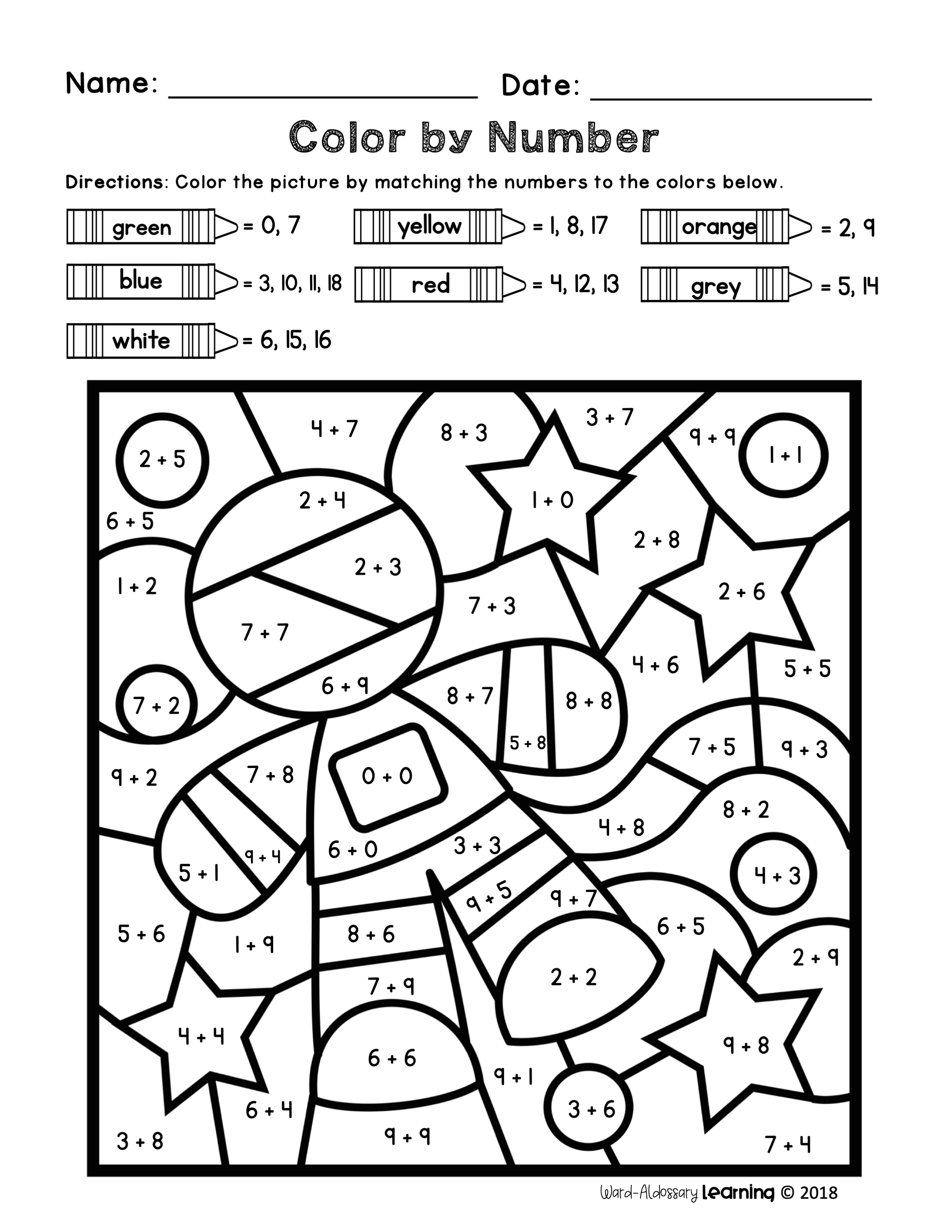 Students Color Their Way Into Memorizing All Of The Sums Of 2 One digit 