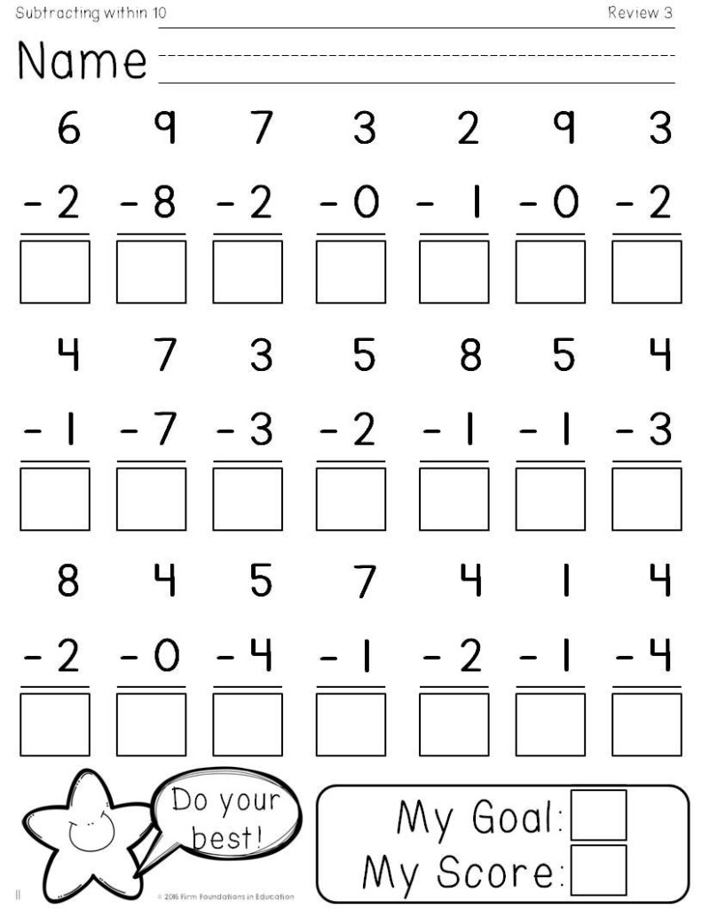 Subtraction Worksheet 1st Grade Printable Worksheet Template