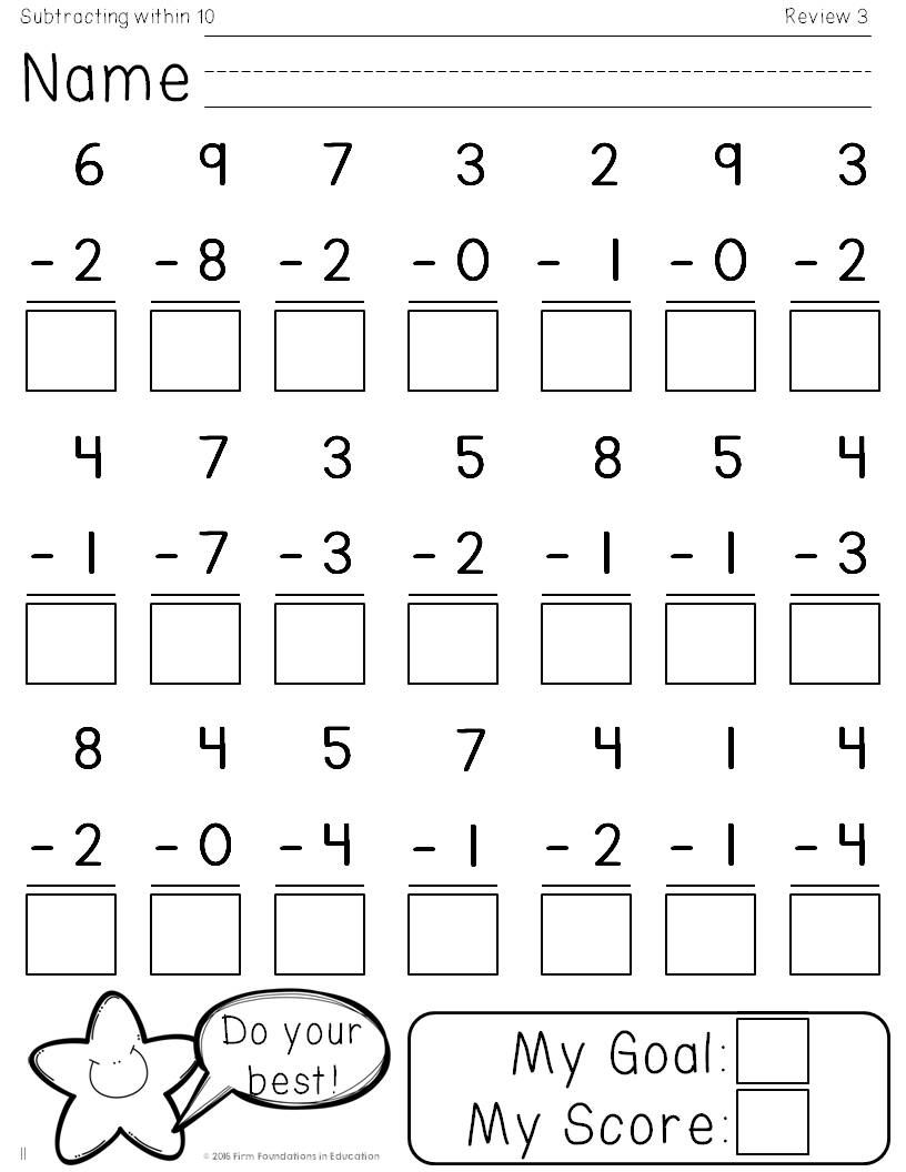 Subtraction Worksheet 1st Grade Printable Worksheet Template