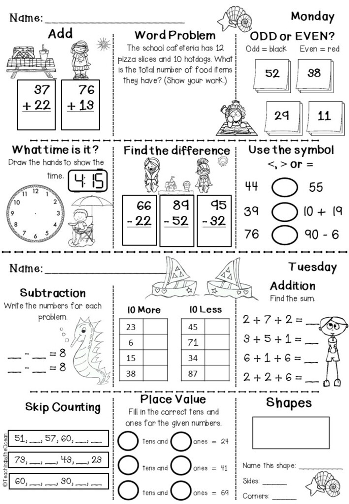 Summer Number Freebie Math Activities Preschool 1st Grade Math 