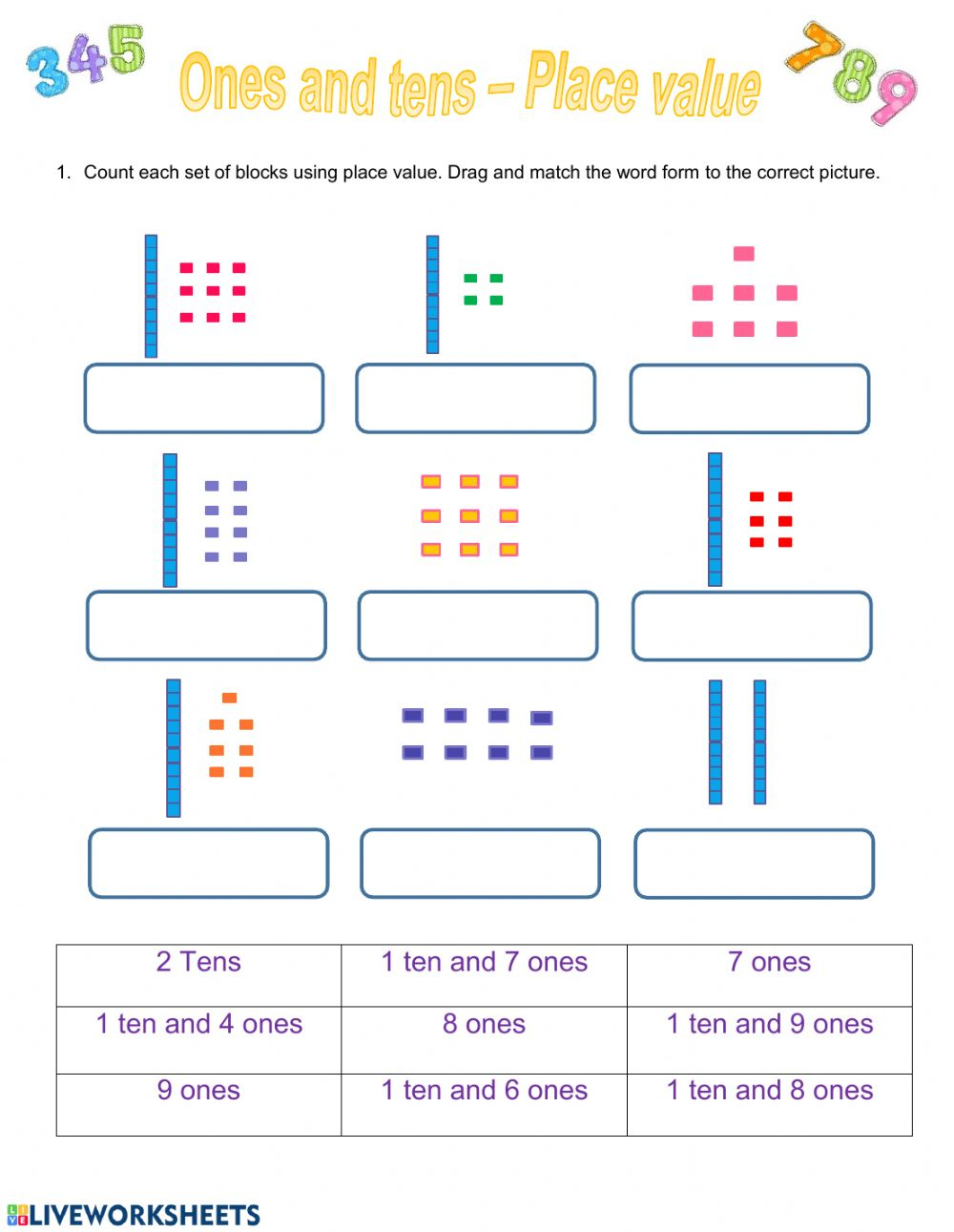 Tens And Ones First Grade Worksheets