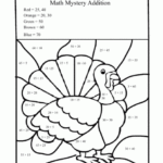 Thanksgiving Addition Coloring Worksheets