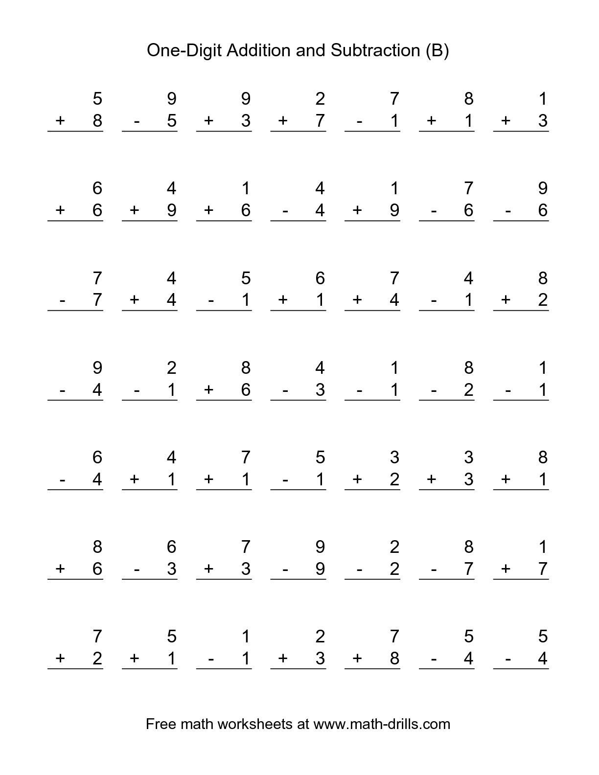The Adding And Subtracting Single Digit Numbers B Mixed Operations
