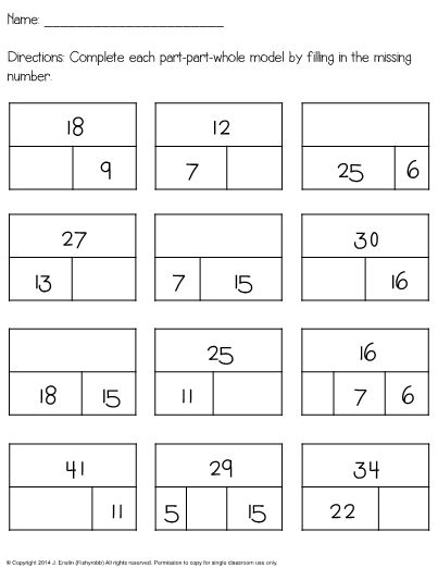 This Is A Worksheet For Adding And Subtracting Using Part Part Whole