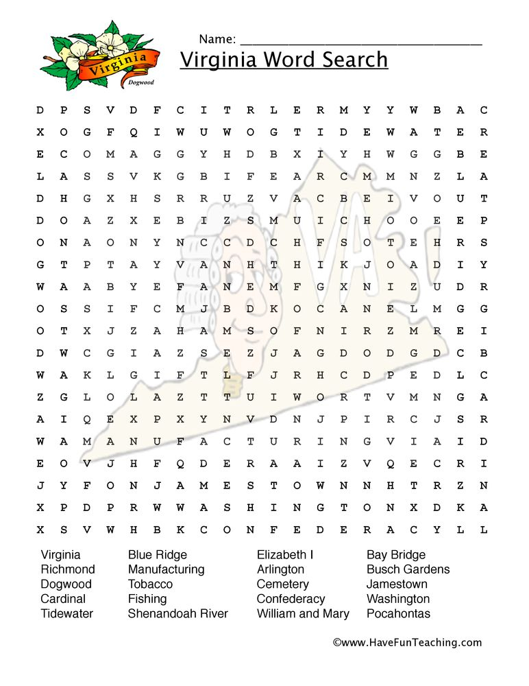 Virginia wordsearch worksheet jpg 772 1 000 Pixels Have Fun Teaching