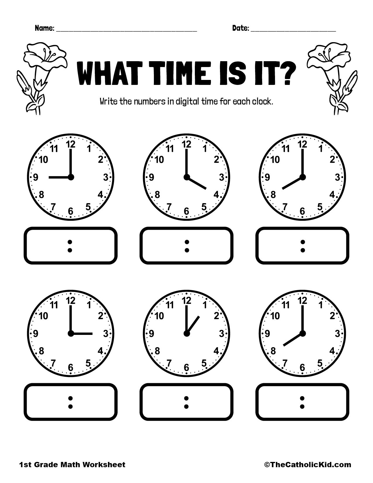 What Time Is It Printout TheCatholicKid Measurement Worksheets