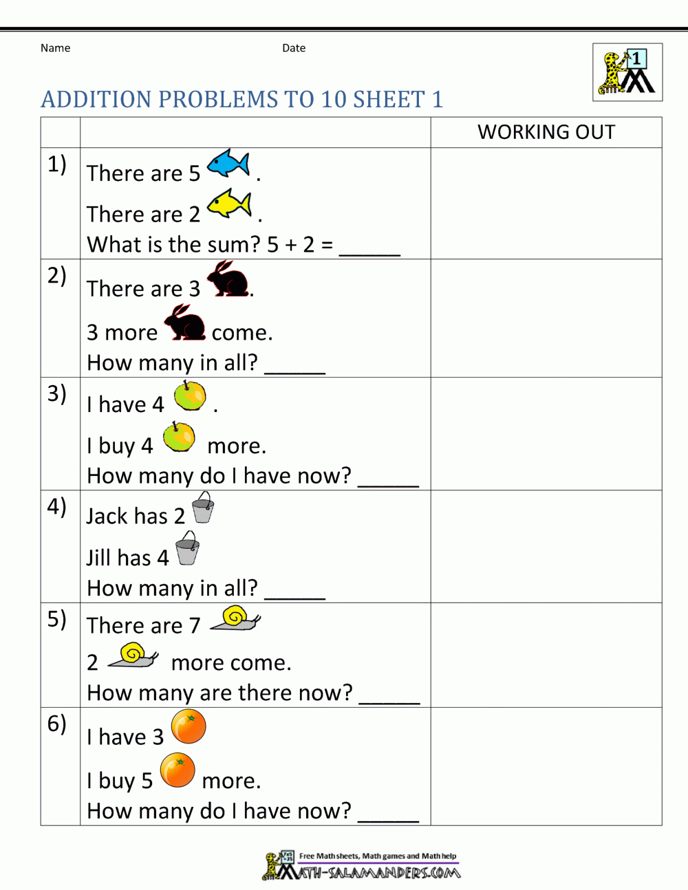 Word Problems Addition Worksheets
