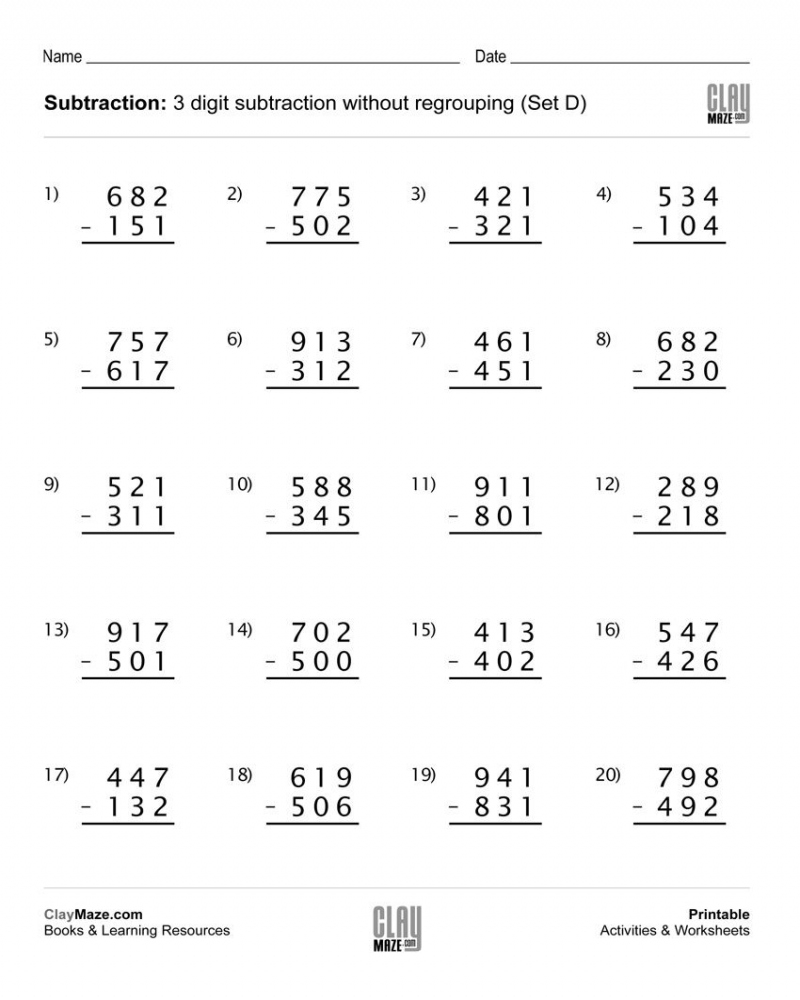 1st Grade Math Facts Subtraction By 3s Printable Worksheet Math 