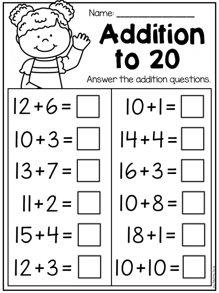 Addition To 20 Worksheets Day