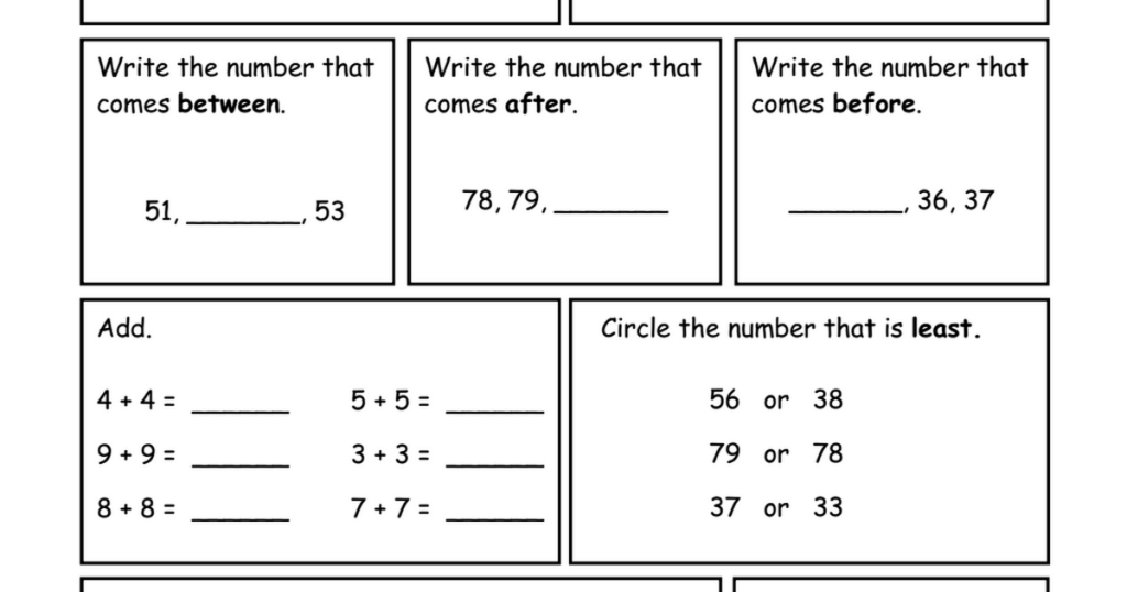 Kindergarten Math Warm Up Worksheet