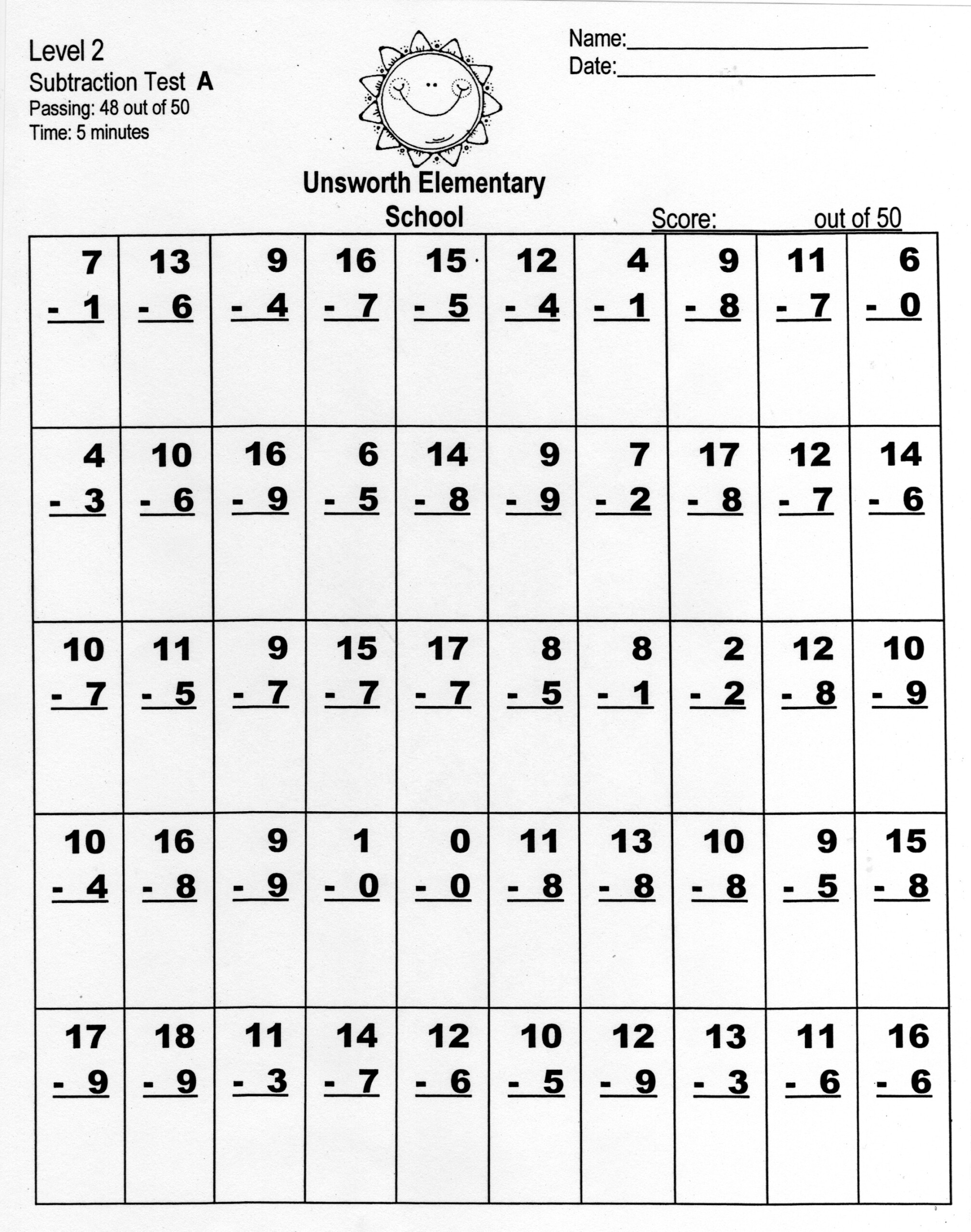 Math Fluency Worksheet