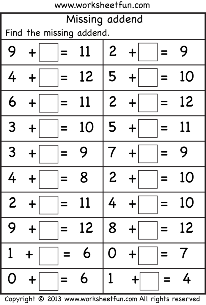 Math Worksheet For First Grager