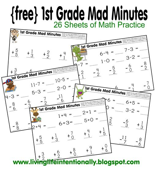 Math Worksheets 1st Grade Mad Minutes Math Practice