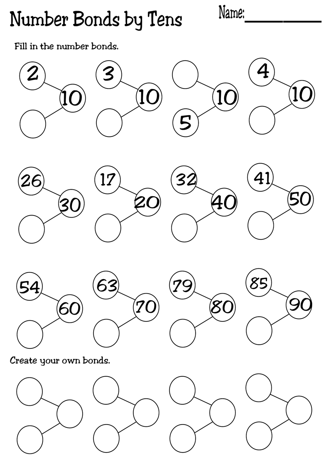 Number Bond Worksheet Template