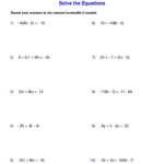 Pre Algebra Equations Worksheets 99Worksheets