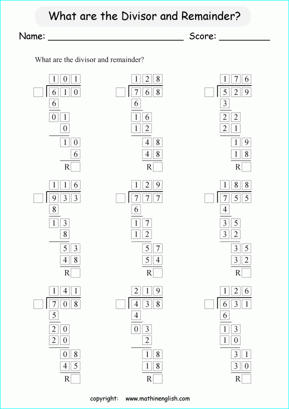 Printable Primary Math Worksheet Grade 6 Math Worksheets Printable