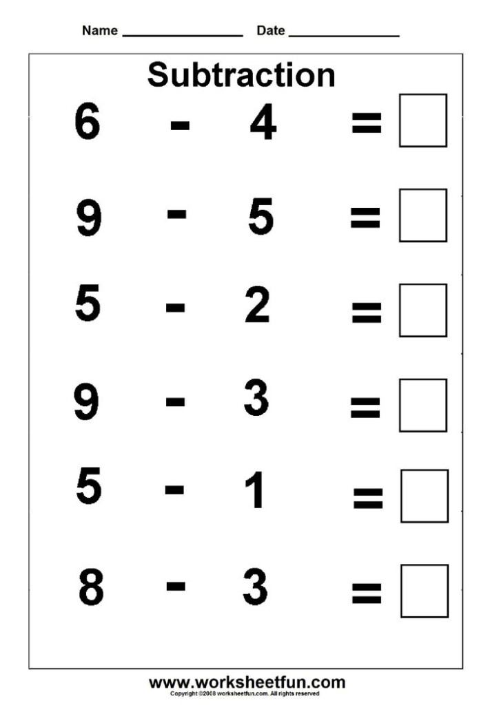 Subtraction 3 Kindergarten Subtraction Worksheets FREE 