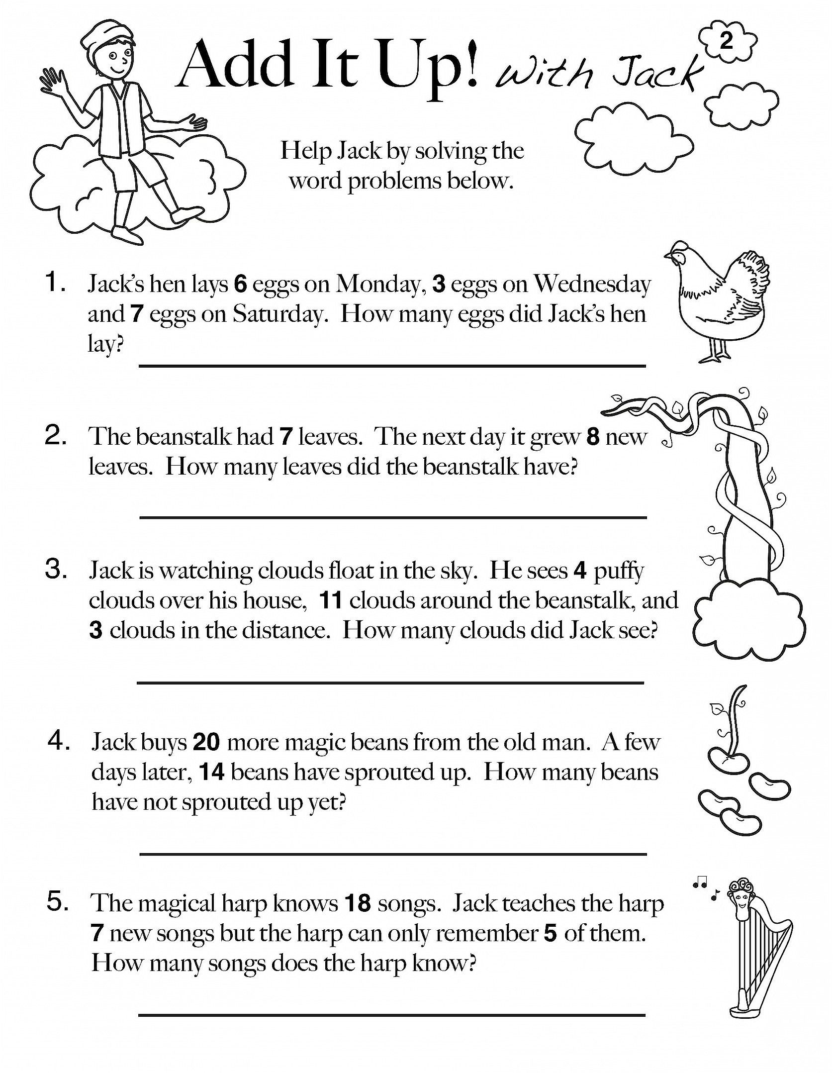 Word Problem Worksheets 1st Grade Addition Word Problem Worksheet